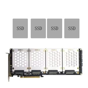 NVMe U.2 SFF8639สำหรับฮาร์ดดิสก์ <span class=keywords><strong>SATA</strong></span> 2.5นิ้ว PH46-4 4ดิสก์ต่อ PCIE4.0การ์ดแยก - Product Image 3