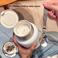 Tasse à soupe en acier inoxydable 316 avec poignée et cuillère, isolation ultra-longue 24h, design moderne, boîte à lunch grande capacité pour le bureau