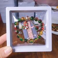 Bracelet à breloques scintillantes de Noël, personnalisé avec pampille et cristaux craquelés, cadeau de Noël pour femme, bijoux de fête