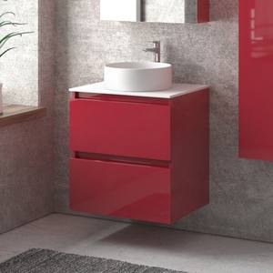 TOD-60SS Kamalu mobile da 60cm da parete con due cassetti e piano in tinta unita bianco - Product Image 2