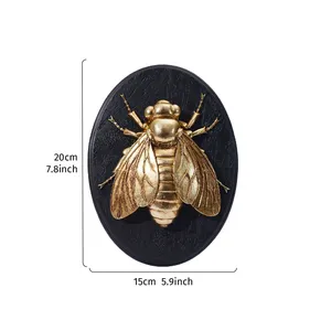 Décoration murale 3D en forme de <span class=keywords><strong>scarabée</strong></span> <span class=keywords><strong>doré</strong></span> de luxe - Art mural rétro ovale en forme d'insecte pour la décoration murale - Product Image 6