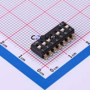 DSIC07LSGER DIP Switch SMD-14P,6x17.8mm Switch Flat Toggle, Raised Type Single Pole Single Throw 7 Gull Wing Type - Product Image 1