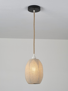 โคมไฟแขวนผ้าทรงกลม ฐานสีดำ ขนาดเล็ก ขั้วหลอด E27 หลอดไฟ LED ติดเพดาน - Product Image 4