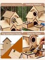 Nichoir en bois à 6 trous pour l'extérieur, nichoir suspendu en bois pour jardin, boîte à oiseaux, cage à oiseaux