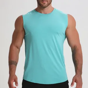 Gym Shirt Mouwloze Heren Hardlopen Singlet Workout Top Mannen Effen Kleur Plus Size Snel Droog Sportvest