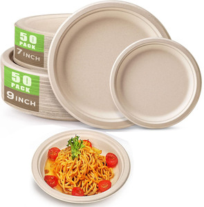 7inch + 9inch Heavy Duty 100% compostable phân hủy sinh học mía bã mía dùng một lần giấy ăn tối tấm - Product Image 1
