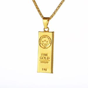สร้อยคอจี้ทองคำแท่ง <span class=keywords><strong>MGOLD</strong></span> สไตล์ยุโรปอเมริกัน ยอดขายดีที่สุดในออสเตรเลีย ฮิปฮอป ป๊อป อุปกรณ์เสริม สายโซ่เชื่อมชุบทอง - Product Image 1