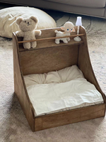 Lit orthopédique moderne pour chien en bois massif avec coussin rectangulaire en coton haute résilience lavable et accessoires pour lit de chat doux (Carton)