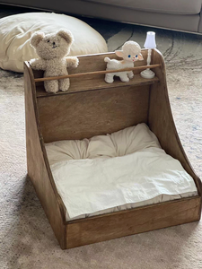 Lüks Ahşap Evcil Hayvan Yatağı, Gardırop Depolama Rafı ve Askı Çubuğu ile Estetik Vintage Köpek Yatağı Mobilyası, Küçük Köpekler ve Kediler için - Product Image 5