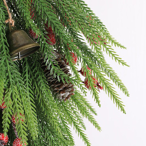 Décoration <span class=keywords><strong>de</strong></span> Noël suspendue pour porte et fenêtre, 50 cm, en PE <span class=keywords><strong>artificiel</strong></span>, arbre <span class=keywords><strong>de</strong></span> Noël <span class=keywords><strong>demi</strong></span>-retourné avec cloche américaine, OEM - Product Image 2