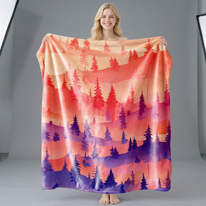 Manta de Felpa con Estampado Escénico, Rectangular, Antipilling, Estilo Moderno para el Hogar, Uso Otoñal, Venta al Por Mayor de Fábrica - Product Image 1