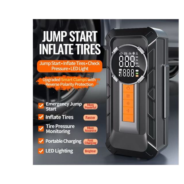 Car Jump Starter 12v air Pump Power Bank Car Battery Pack Auto Inflator Portable Car Tire Inflator