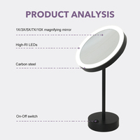 Vente directe d'usine de haute qualité simple côtés cercle Led bureau éclairé batterie miroir cosmétique