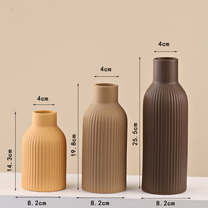 European Style Morandi Color Stripe Matte Premium Feel Ceramic Vase for Living Room Desktop Dried <b>Flower</b> <b>Display</b> Decoration - Product Image 5