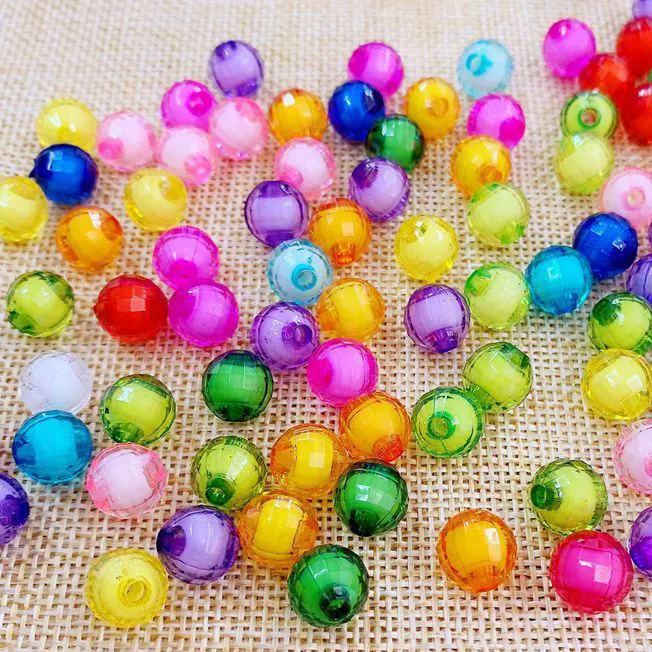 AA Acrílico Plástico Beads 8 10 12 mm 96 Facetada Terra Forma Açúcar Beads Acrílico Transparente Beads Para Jóias Pulseira Fazendo