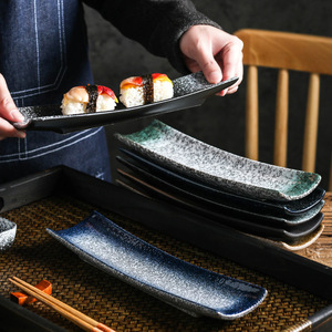 Japanse Keramische Bootvormige Sushi Plaat Commerciële Restaurantplaat Retro Stijl Sushi Keramische Platen - Product Image 2