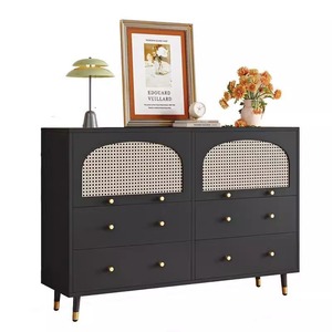Cuisine tissée multifonctionnelle en rotin noir Armoires modernes de luxe pour enfants Rangement de jouets en bois pour enfants - Product Image 4