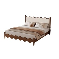 Lit vintage style français Lit double style antique Lit en bois massif en frêne blanc nordique