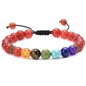 Bracelet des sept chakras avec pierres volcaniques colorées, turquoise, œil de tigre, tissage <span class=keywords><strong>yoga</strong></span>, bijoux en alliage, bracelet, jonc - Product Image 6