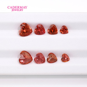Cadermay Heart Shape Orange Red Zircon Loose Gemstones For Jewelry Making - Product Image 1