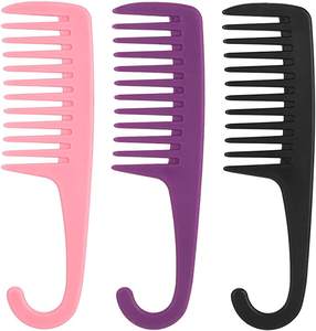 Pettine Districante a Denti Larghi Personalizzabile Shengyuan per Parrucchieri, Barbieri e Saloni, con Manico in Plastica e Gancio per Bagno e Doccia - Product Image 1