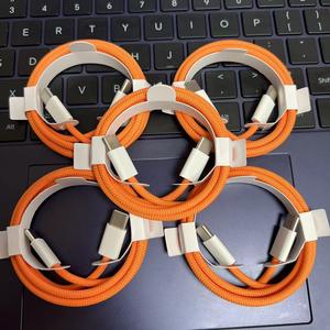 Kabel Pengisi Daya Ponsel 60W Oranye dengan Jalinan Nilon, Kabel Pengisi Daya PD Tipe C ke USB C untuk iPhone 17 Pro Max 16 15 - Product Image 5