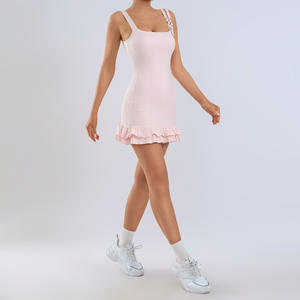 Abiti Sportivi per Ragazze Aoyema, Abbigliamento Sportivo Senza Maniche, Monospalla, Tinta Unita, con Volant, Gonna da Tennis per Feste e Cerimonie - Product Image 4