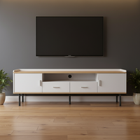 Ensemble table basse et meuble TV convertible moderne personnalisé, panneau en bois avec plateau en placage mélaminé MDF