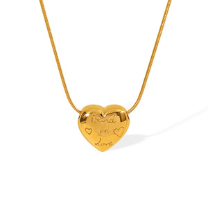 Collar de acero inoxidable chapado en oro con forma de corazón para mujer, cadena para clavícula, XL363 - Product Image 5