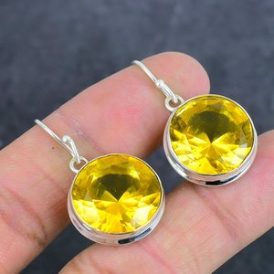 Pendientes colgantes hechos a mano con piedra preciosa natural de citrino naranja y plata, 1.46 pulgadas, joyería para mujer, precio al por mayor. - Product Image 6