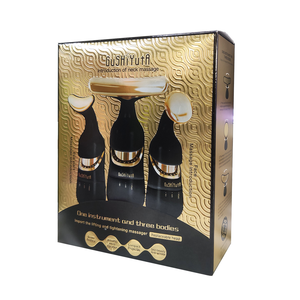 <span class=keywords><strong>Masseur</strong></span> facial et du cou 3-en-1 doré et noir pour le visage et les yeux - Lancement du dispositif anti-âge de rajeunissement cutané à usage domestique - Product Image 1