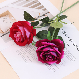 Fleur artificielle à tige unique, rose en velours, décoration pour hôtel et mariage, articles de décoration intérieure, bouquet en soie, vente en gros - Product Image 2