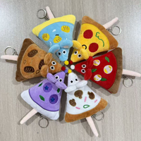Adorable porte-clés en peluche Pizza, jouet en peluche créatif en forme de nourriture avec oreilles de souris, mascotte colorée, breloque de sac pour accessoires de sac à dos
