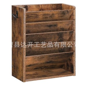 Wooden Wall Mounted Storage Rack 6 Tier With Hooks For Office <b>Organizing</b> Documents Magazines <b>Files</b> - Product Image 5