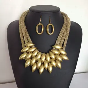Big Brand Designer Fashion Acrylic Beads Tassel Necklaces Round Hoop Earrings Statement Collar Rope Necklace Jewelry Sets