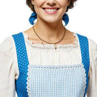 Robe Dirndl bavaroise bleue pour femme, costume traditionnel de paysanne pour l'Oktoberfest, tablier, tenue de festival de la bière, costume oriental en polyester