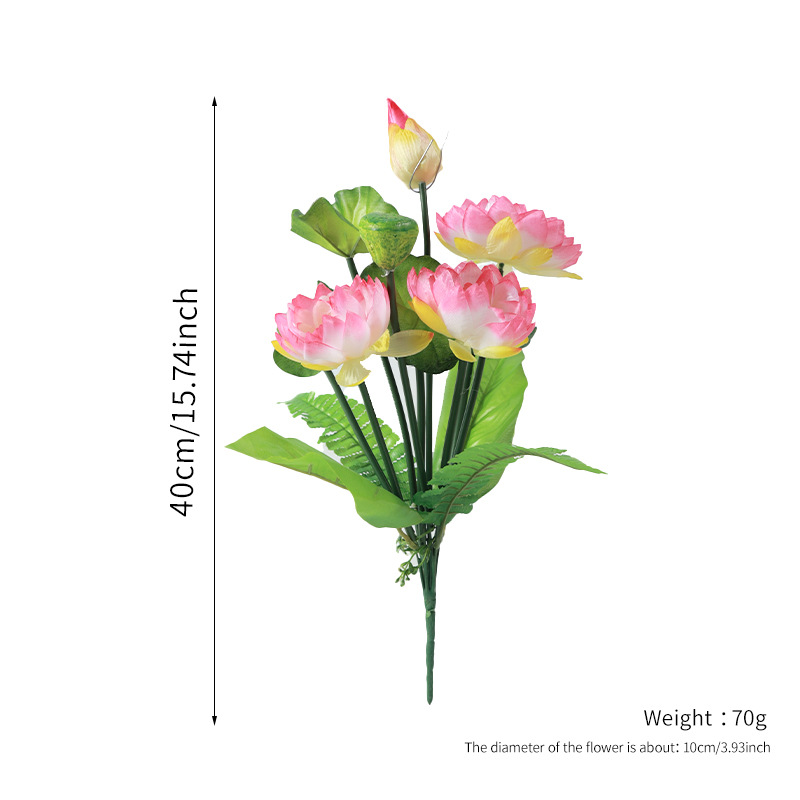 Lotus à neuf têtes (rose clair)