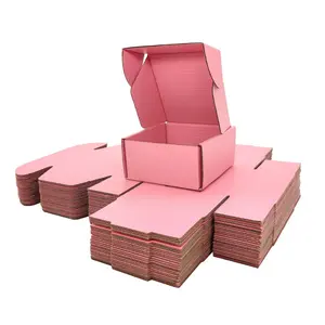 Изготовленные на заказ печатные дизайнерские почтовые коробки складные гофрированные картонные коробки для упаковки одежды розовая подарочная коробка