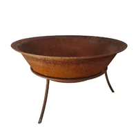 Brasero en acier corten autoportant foyer foyer amovible brûleur à feu en métal pot bol à eau extérieur rond cheminée bol à feu