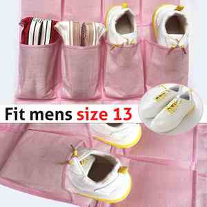 24 Grid Linen-like Non-Woven Closet Bedroom Hanging <b>Shoe</b> Rack <b>Storage</b> Bag Behind the Door - Product Image 4