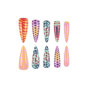 Suministros para <span class=keywords><strong>uñas</strong></span> hechos a mano Super Long Stiletto Press en <span class=keywords><strong>uñas</strong></span> al por mayor 24 piezas acrílico <span class=keywords><strong>uñas</strong></span> postizas arte <span class=keywords><strong>con</strong></span> <span class=keywords><strong>rayas</strong></span> <span class=keywords><strong>de</strong></span> cebra coloridas - Product Image 5