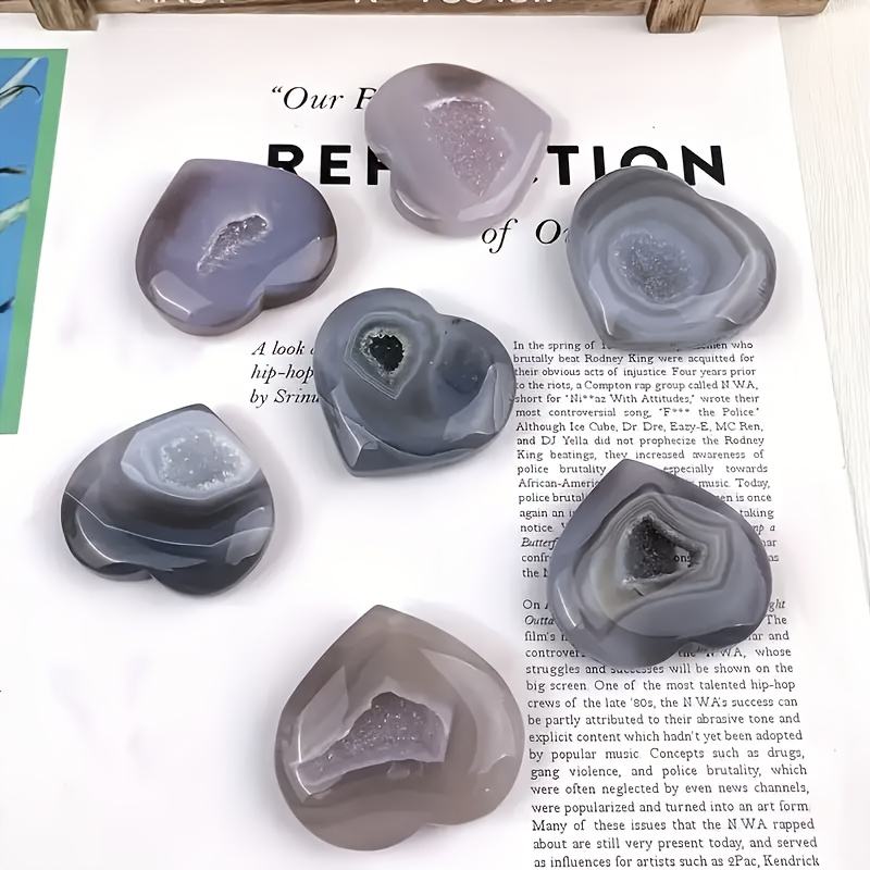 Agate Crystal Heart - with Center Hole