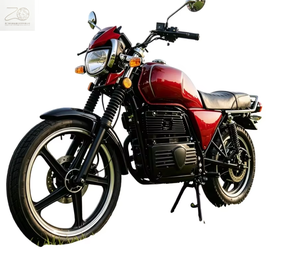 Moto électrique rétro rouge 72V homologuée CEE, 2000W, haute vitesse, pour adultes, type street bike - Product Image 1