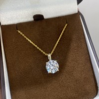 Collier pendentif classique à 4 griffes avec diamant solitaire certifié IGI, cultivé en laboratoire, en or blanc 14K 18K, taille ronde, bijoux fins pour femme