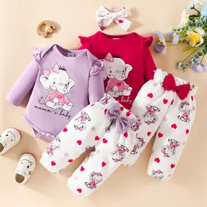 2023 top selling kids clothing sets girls elephant cartoon pullover baby girls clothing sets clothes autumn girls clothing sets