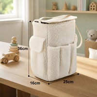 Sac à couches en fausse fourrure sherpa, organiseur de couches avec séparateurs amovibles, 3 compartiments, sac de rangement multifonction pour nouveau-né