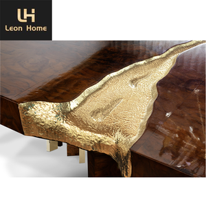 Nhà Máy Tùy Biến Chất Lượng Cao Sang Trọng Cao Lớn 10 12 Chỗ Ngồi Hiện Đại Vàng Thép Không Gỉ Bằng Gỗ Bàn Ăn Và Ghế - Product Image 6