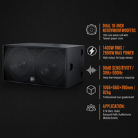 Subwoofer passif double de 18 pouces en néodyme haute puissance 2800W 30Hz, système de haut-parleurs de basses pour DJ, salle KTV, club, discothèque, scène de fête