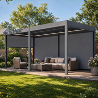 Pergola motorisée moderne d'extérieur, résistante à la pluie, imperméable, à lames orientables, pergola bioclimatique rétractable pour jardin