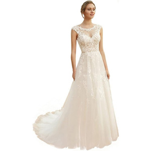 White A-Line Wedding Dress With Embroidered Lace Sweetheart Neckline Empire Waistline For Outdoor Brides - Product Image 5